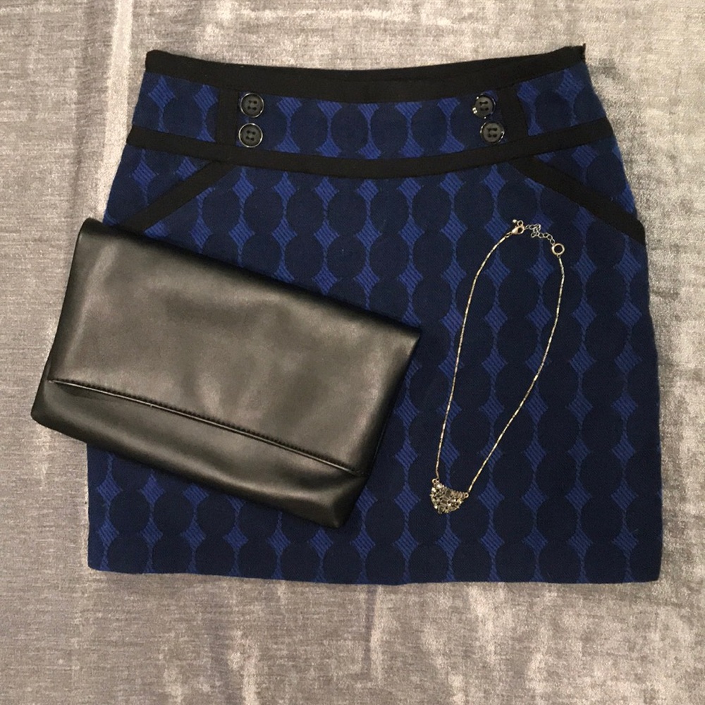 Blue Patterned Mini Skirt - Picture 2 of 4